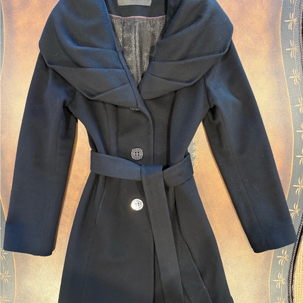 Elie Tahari Black Belted Coat